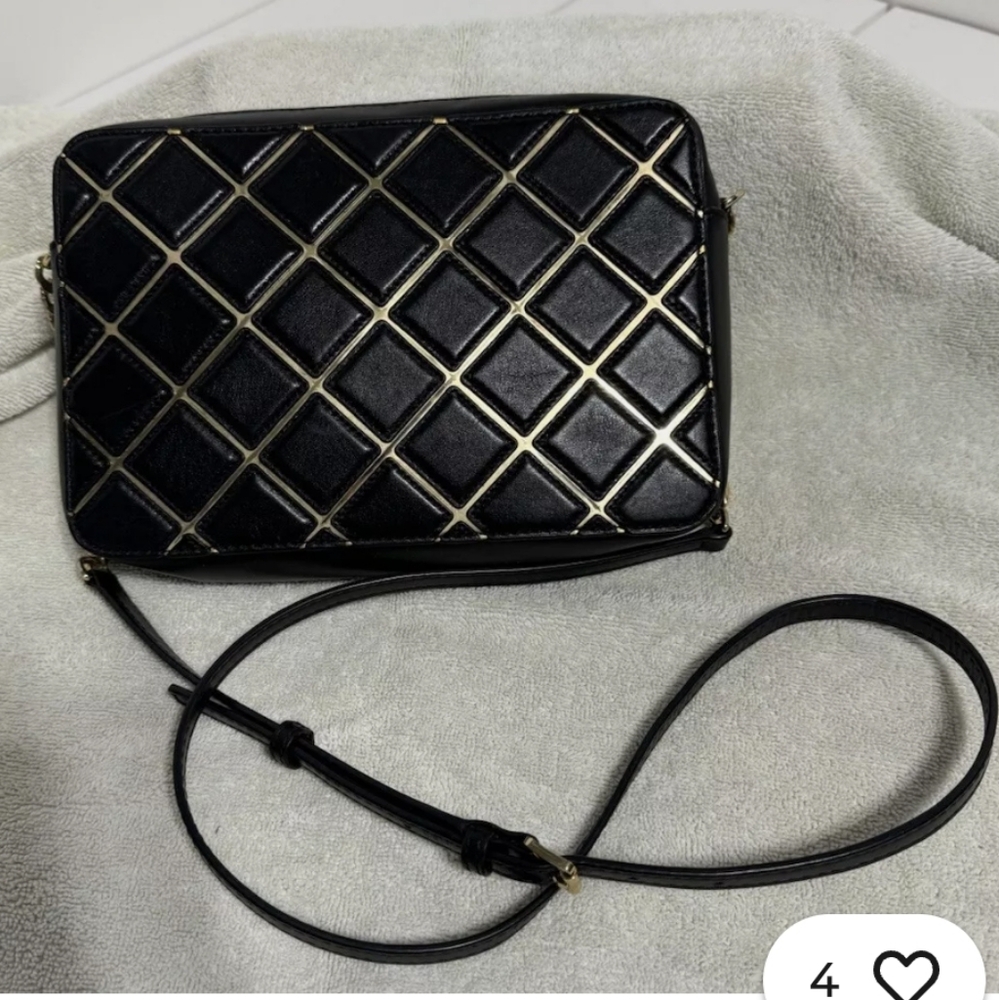 BNWT Michael Kors Jet Set Travel Black Diamond Leather Large Crossbody Bag - Picture 2 of 6